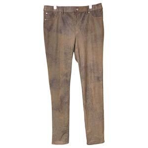 Chico’s Faux Leather Pants Brown Distressed Skinny Stretch Size 0.5